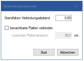 Verbindungsoptionen mit Grenzfaktor Verbindungsabstand | FRILO