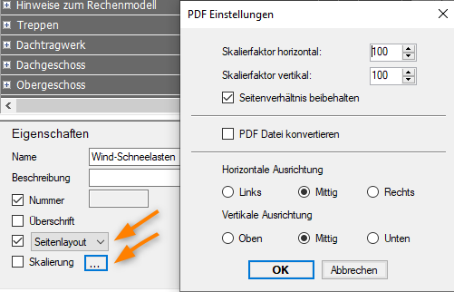 Eigenschaften einer Position, Seitenlayout oder Skalierung bei einer eingefügten PDF-Datei im FRILO Document Designer (FDD) verändern | FRILO