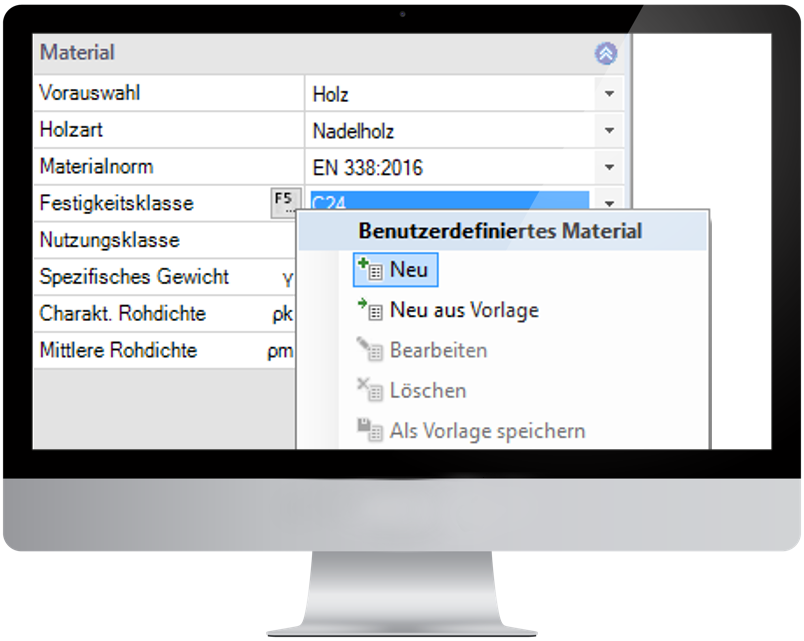 Erstellen von benutzerdefiniertem Material im Materialeditor | FRILO