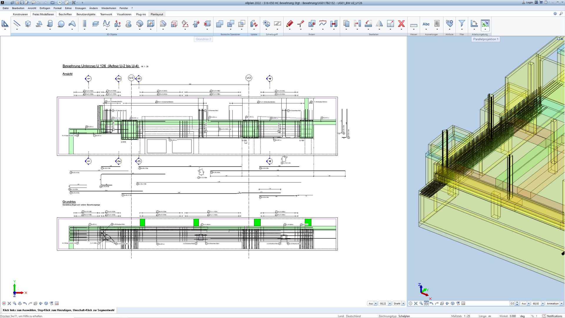 Die Bewehrung für die Unterzüge wurde in Allplan geplant. (©Wulle Lichti Walz)