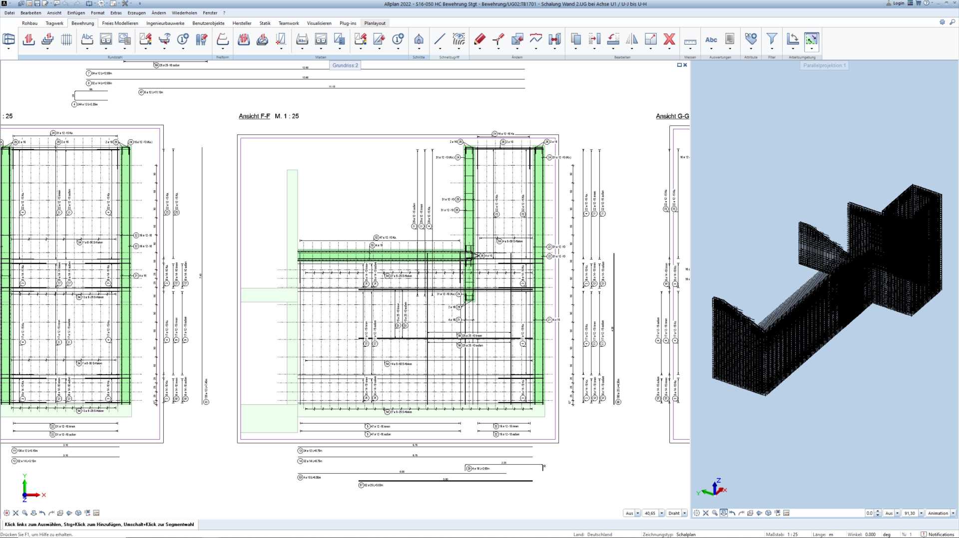 Die Bewehrung für die Wände wurde in Allplan geplant. (©Wulle Lichti Walz)