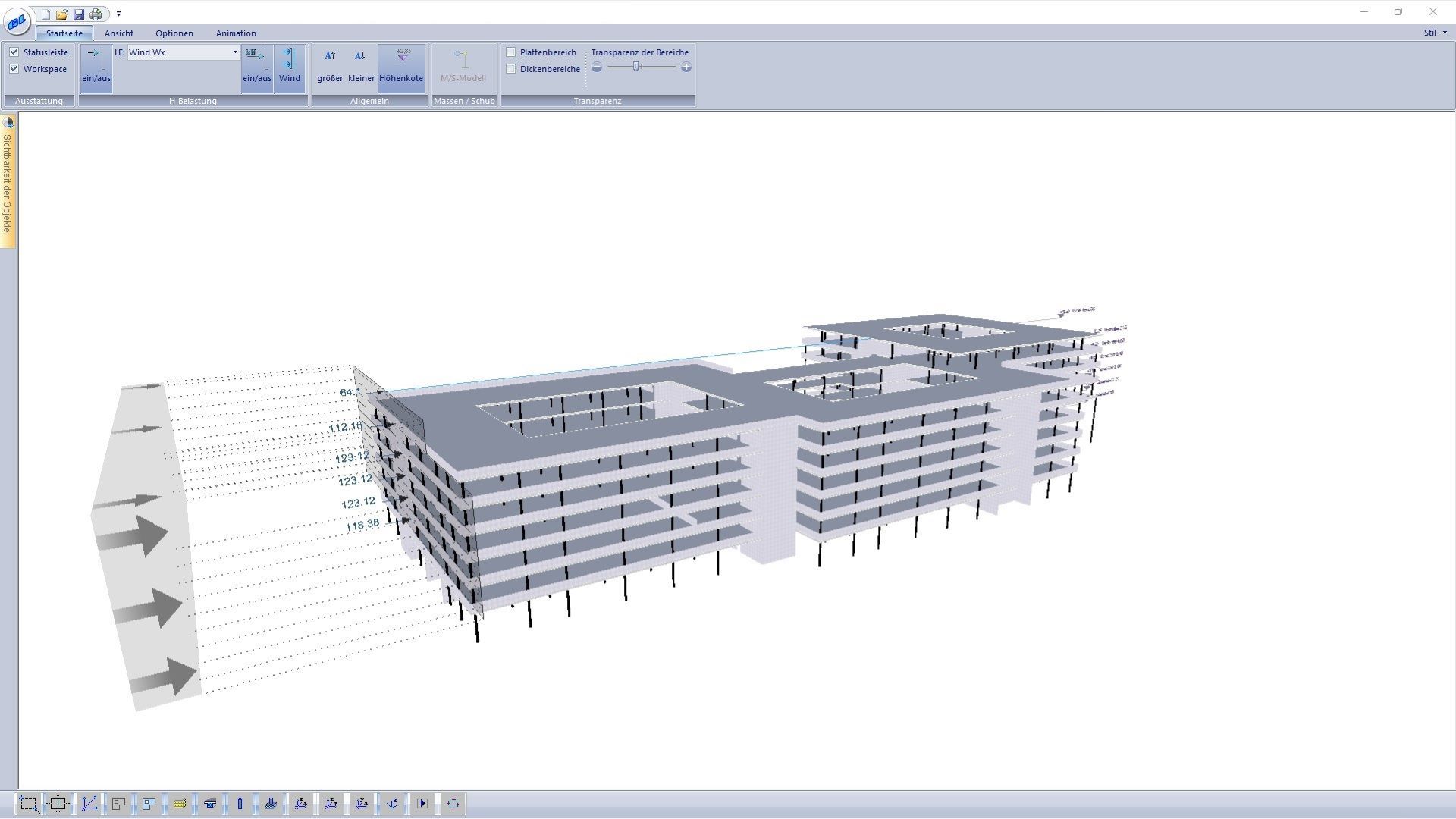 Im Gebäudemodell GEO von FRILO lässt sich das Modell auch in 3D darstellen. (©Wulle Lichti Walz)