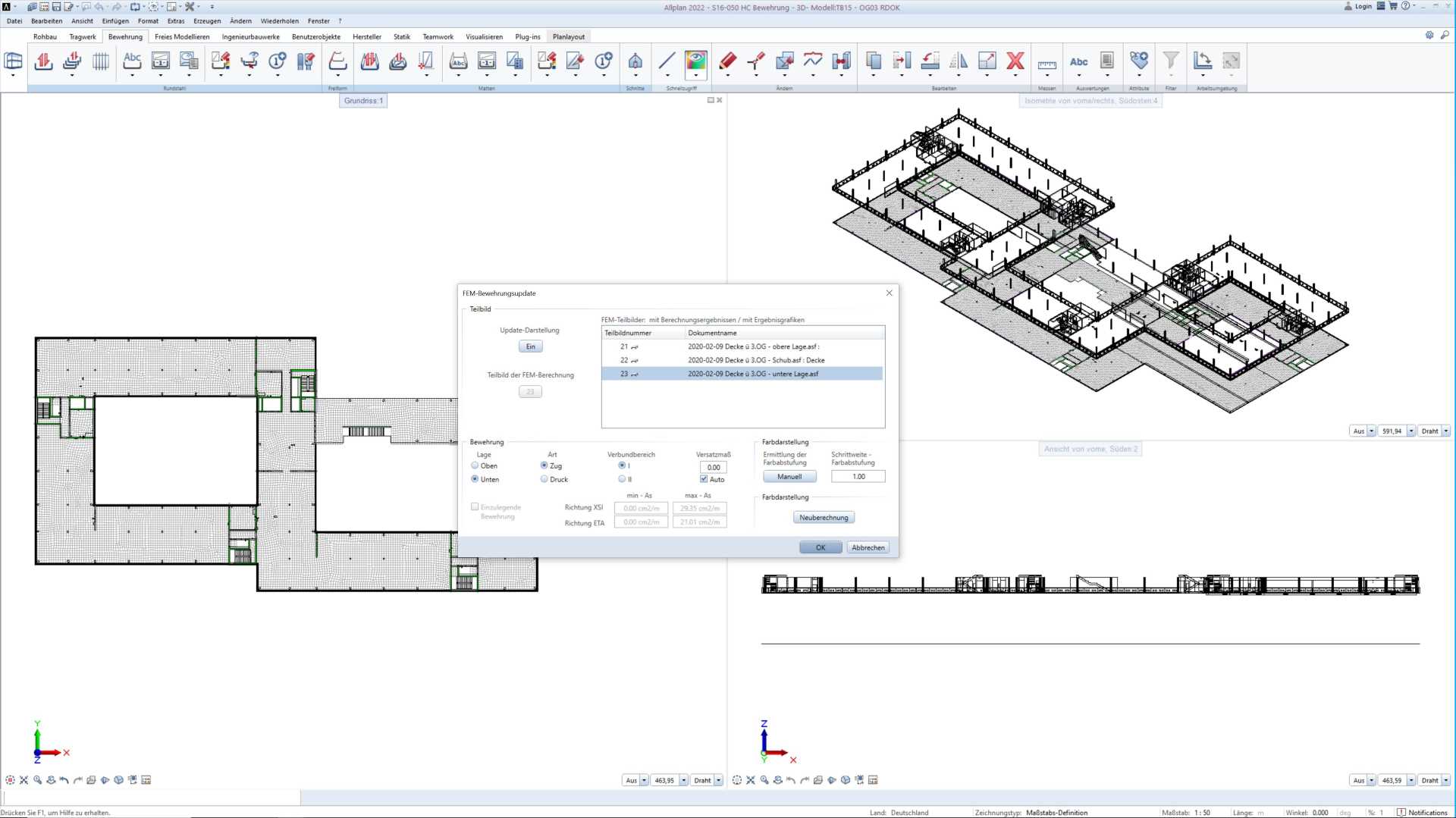 Für die Bewehrungsplanung wurde eine in FRILO erzeugte asf-Datei in Allplan eingelesen. (©Wulle Lichti Walz)
