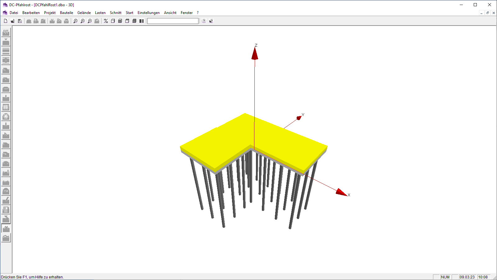 Kombinierten Pfahl-Platten-Gründungen in 3D