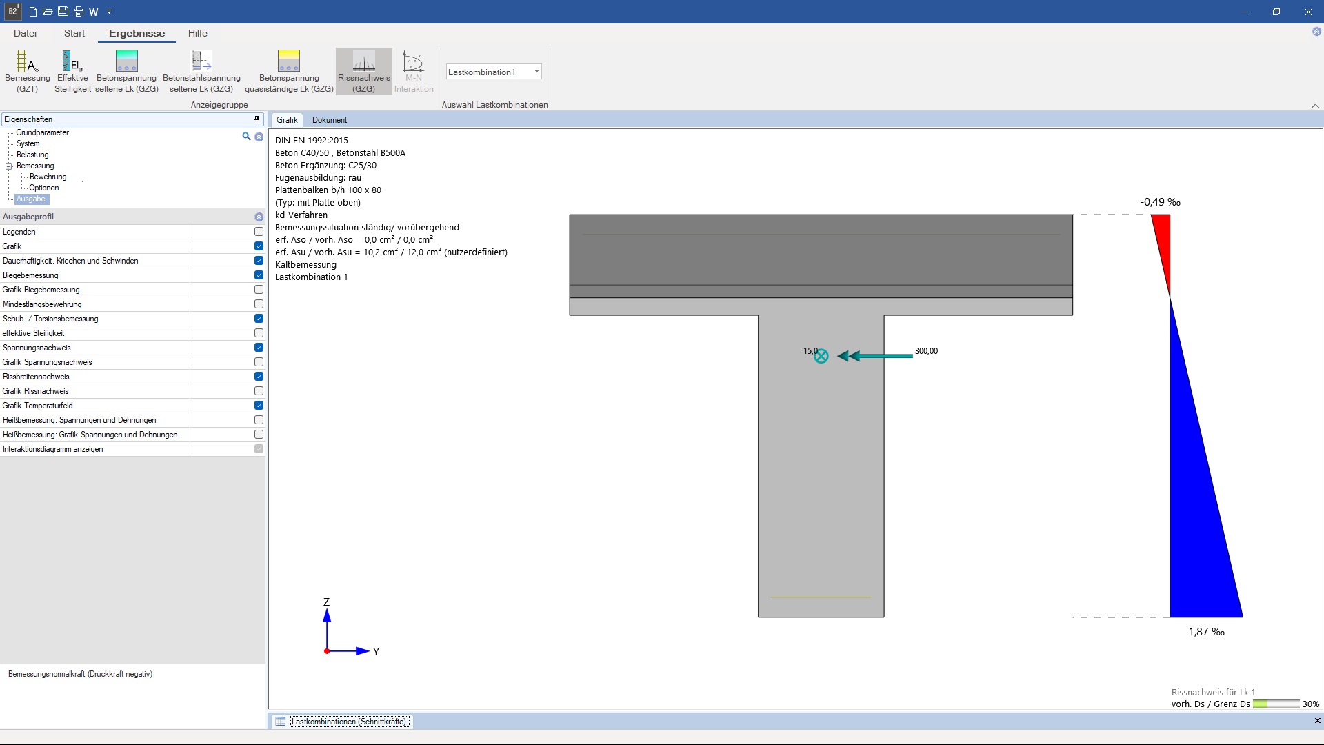Querschnittsnachweis Stahlbeton | Nachweis der Rissbreite | FRILO