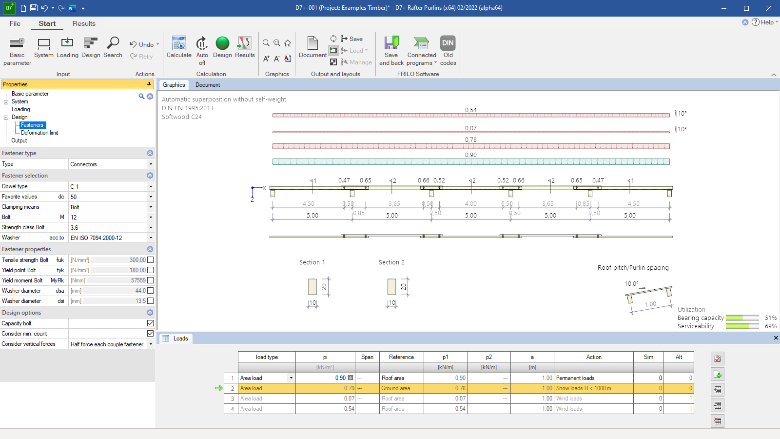 D7+ user interface with a coupling purlin