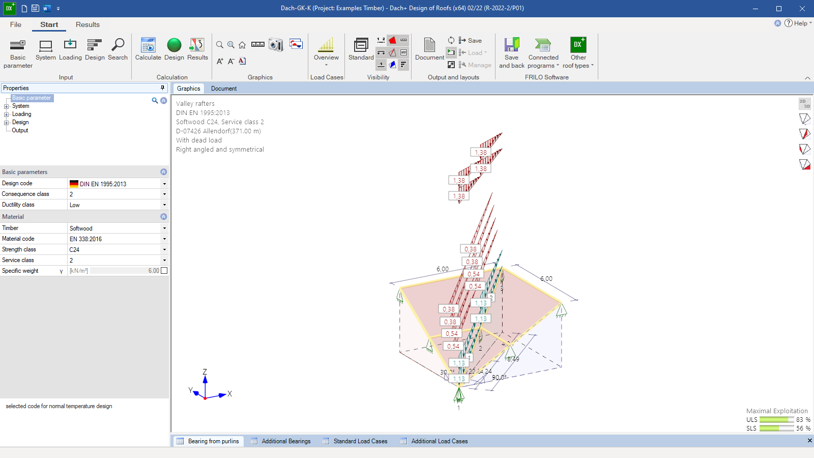 User interface with valley rafter