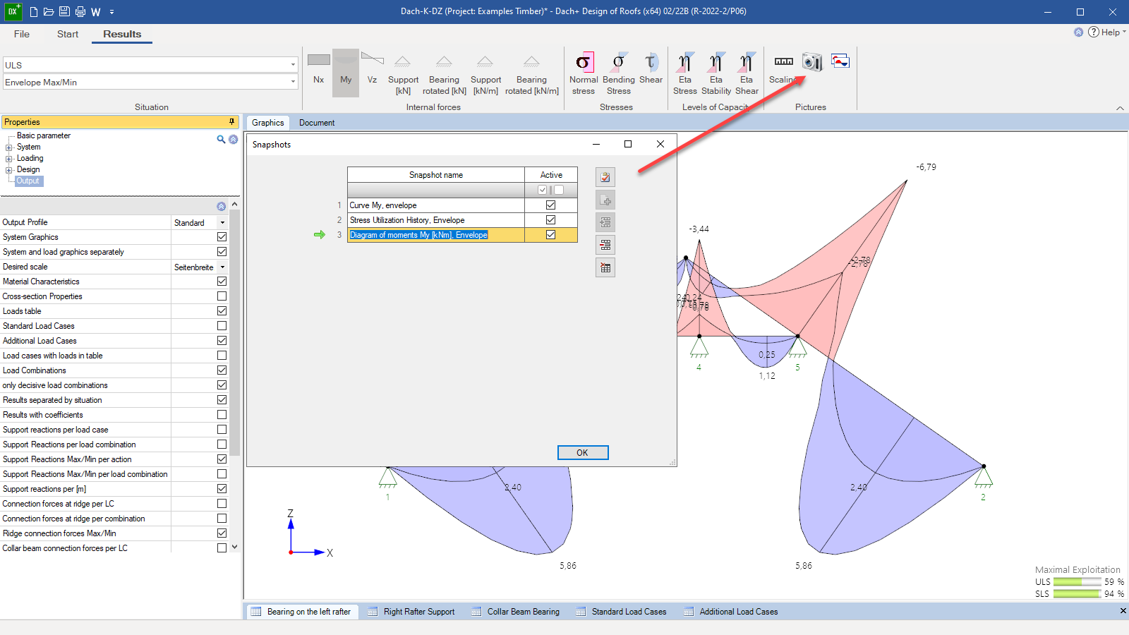 Snapshot of the graphical representation using the camera button