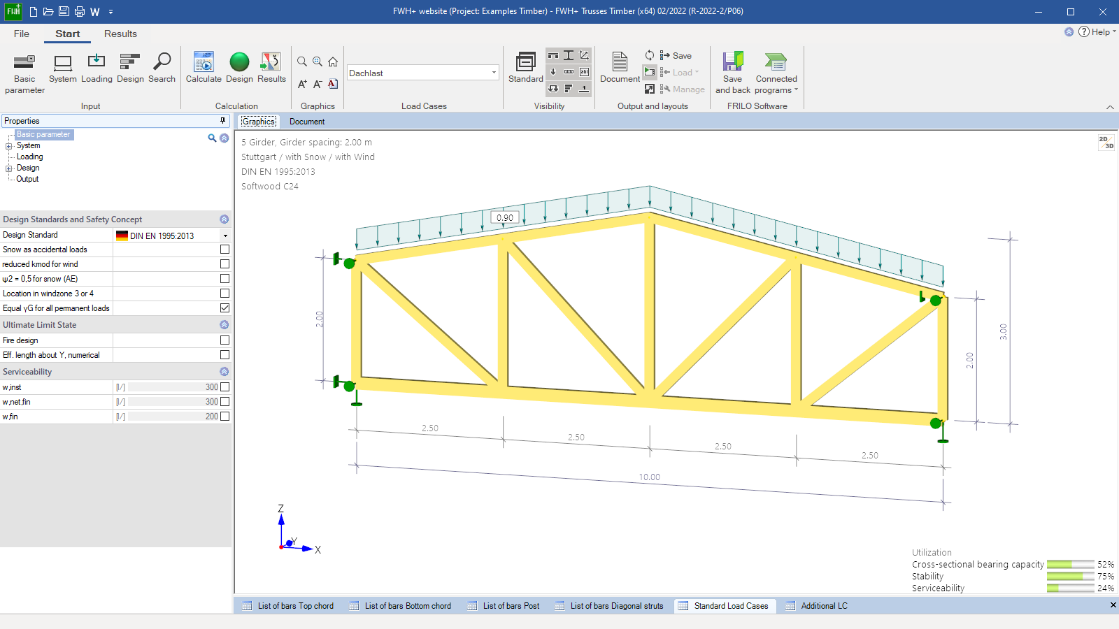 FWH+ user interface with double-hip truss in the 3-d view