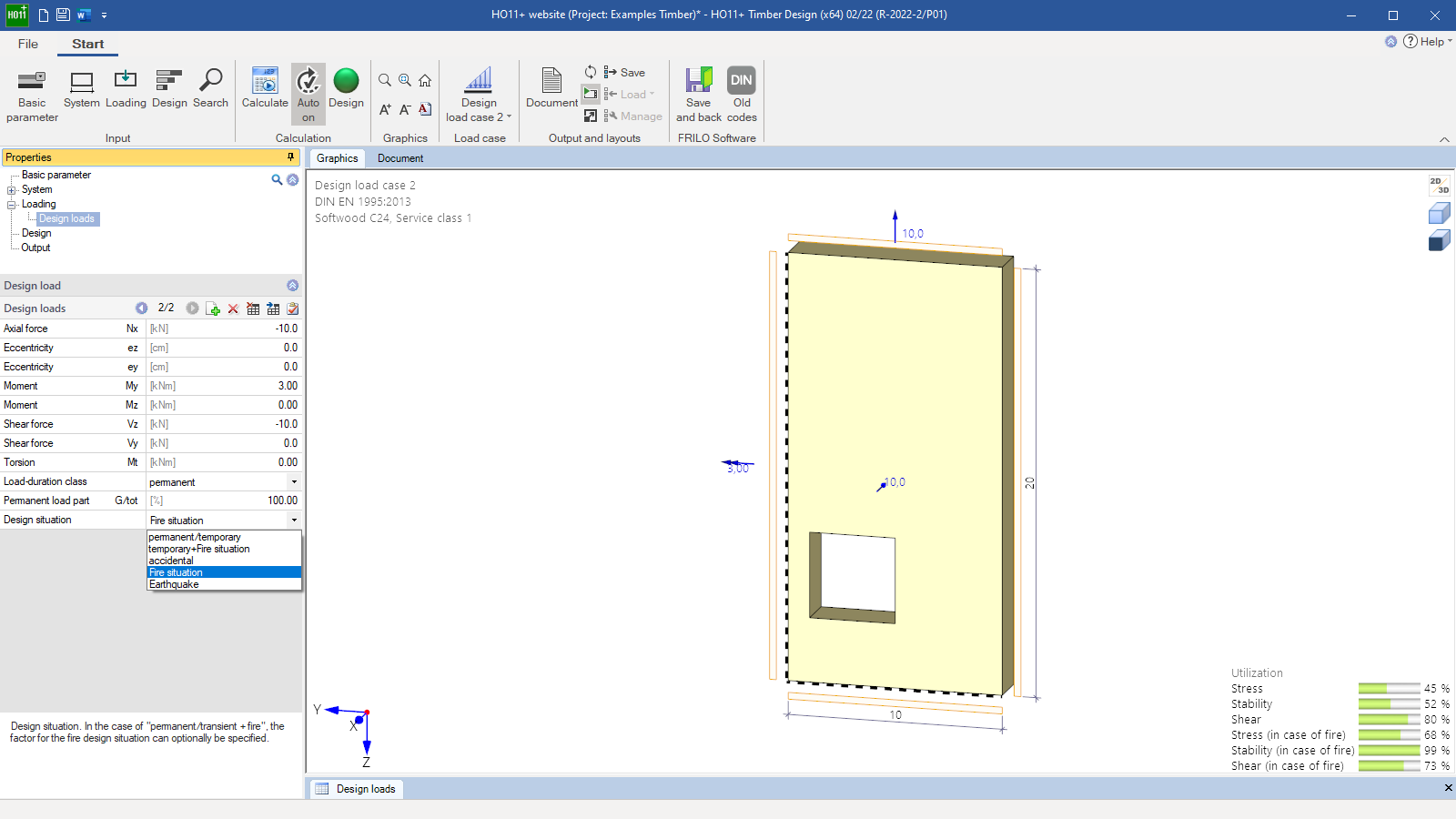 Fire-safety dialog for cross-section with block-out