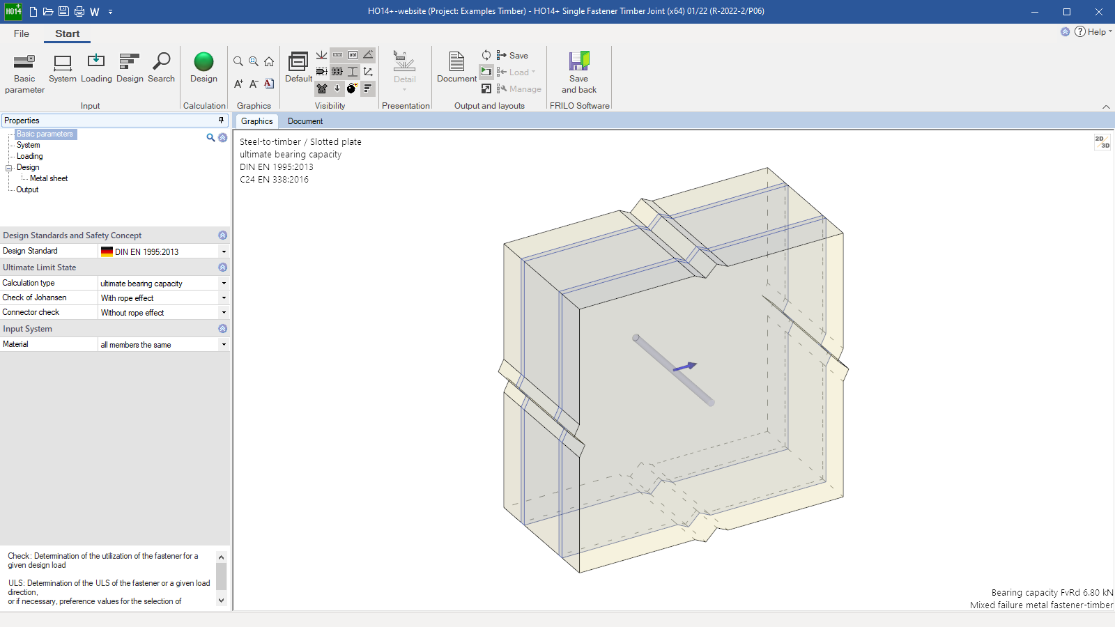 HO14+ user interface with basic parameters in the 3-d view