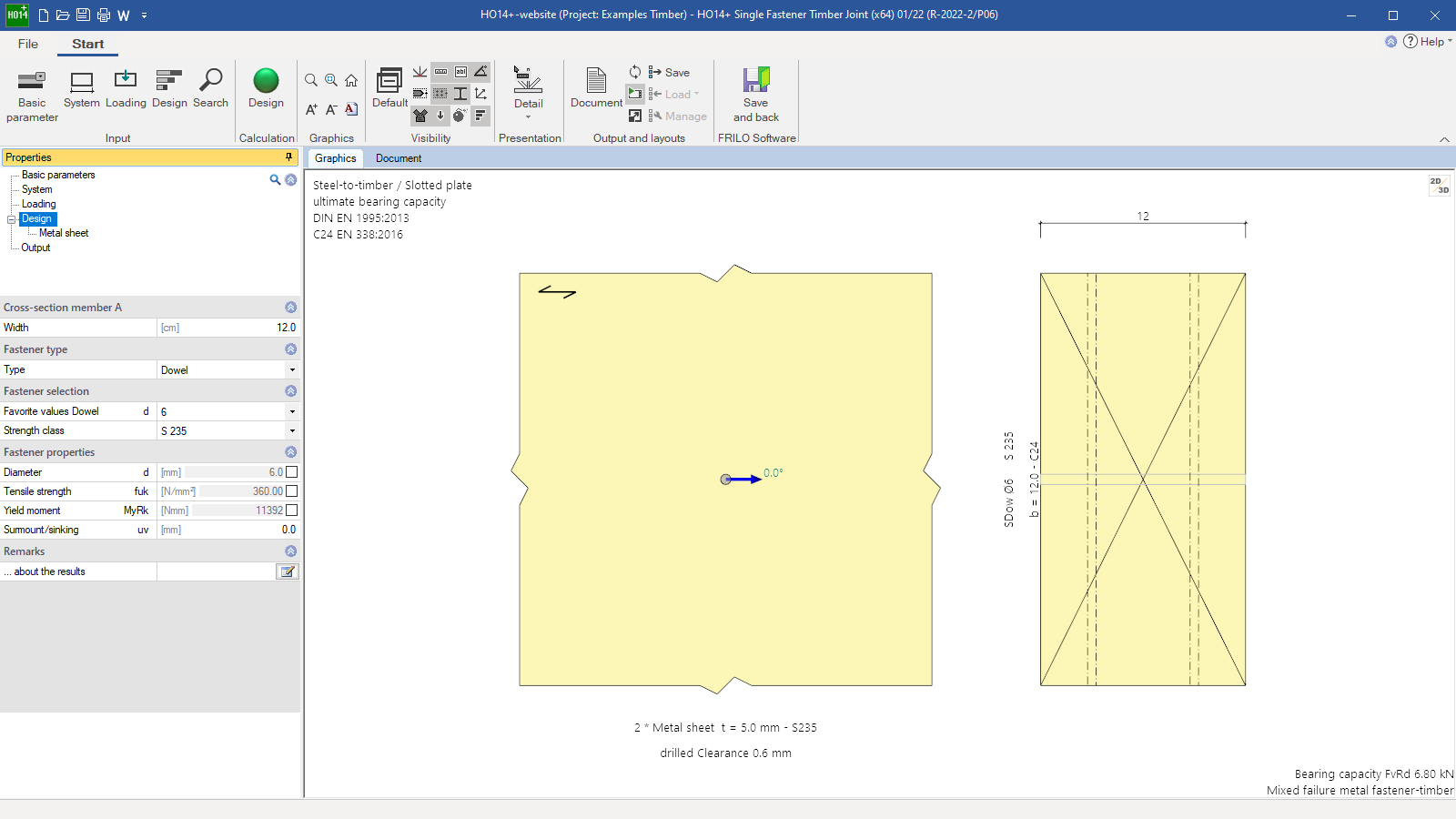 Design options with graphical representation in 2-d