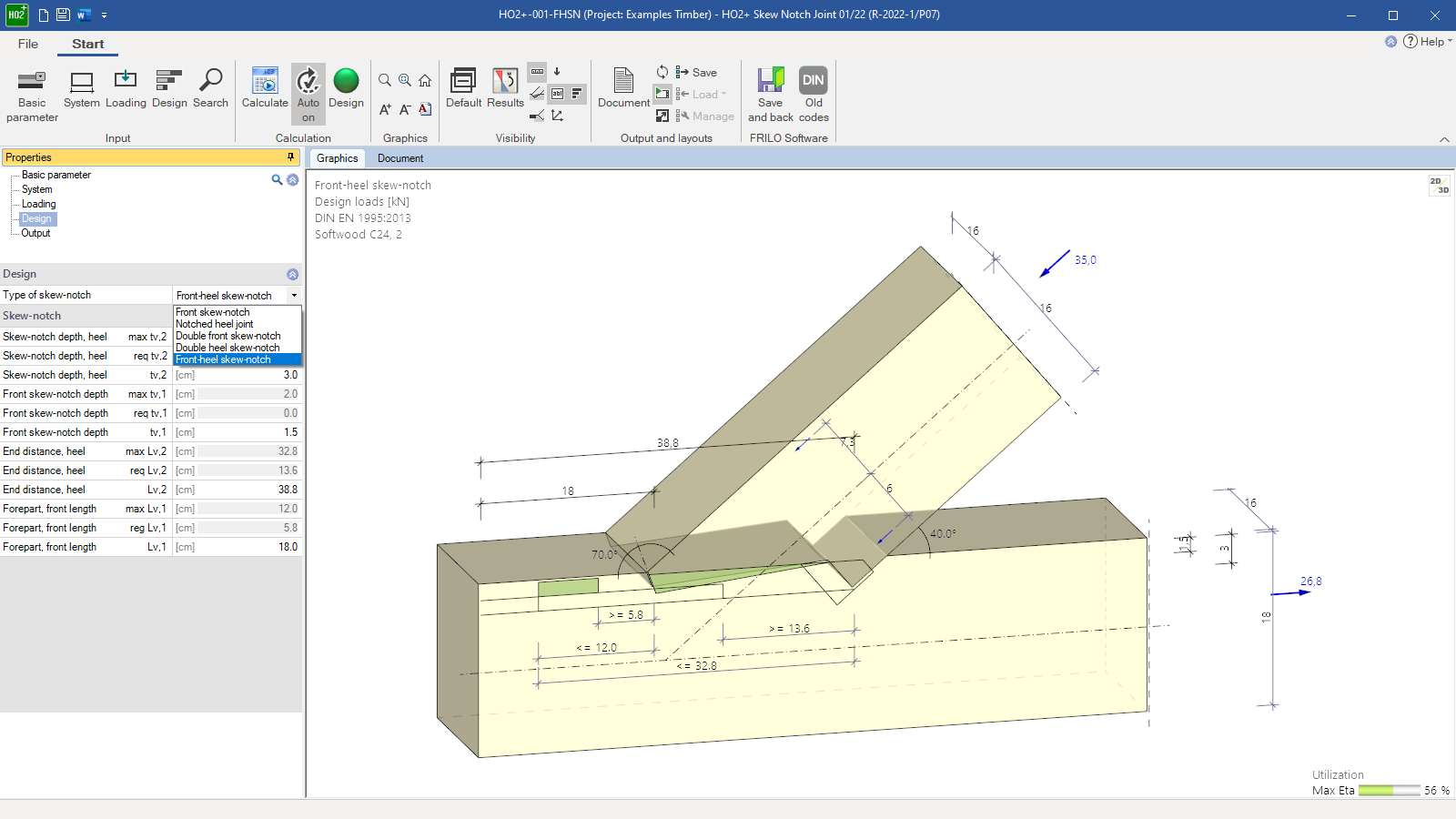 HO2+ user interface with front-heel joint, 3-d representation