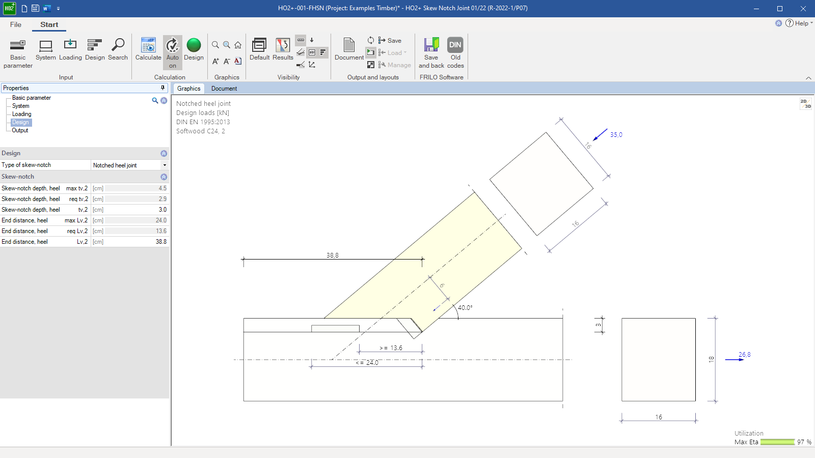 Design parameters for a notched heel joint