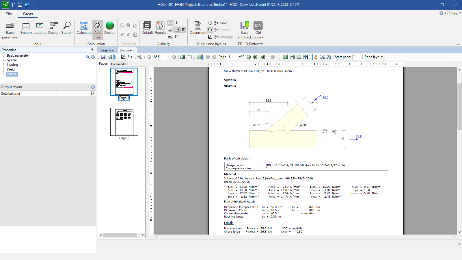 Output document with graphic