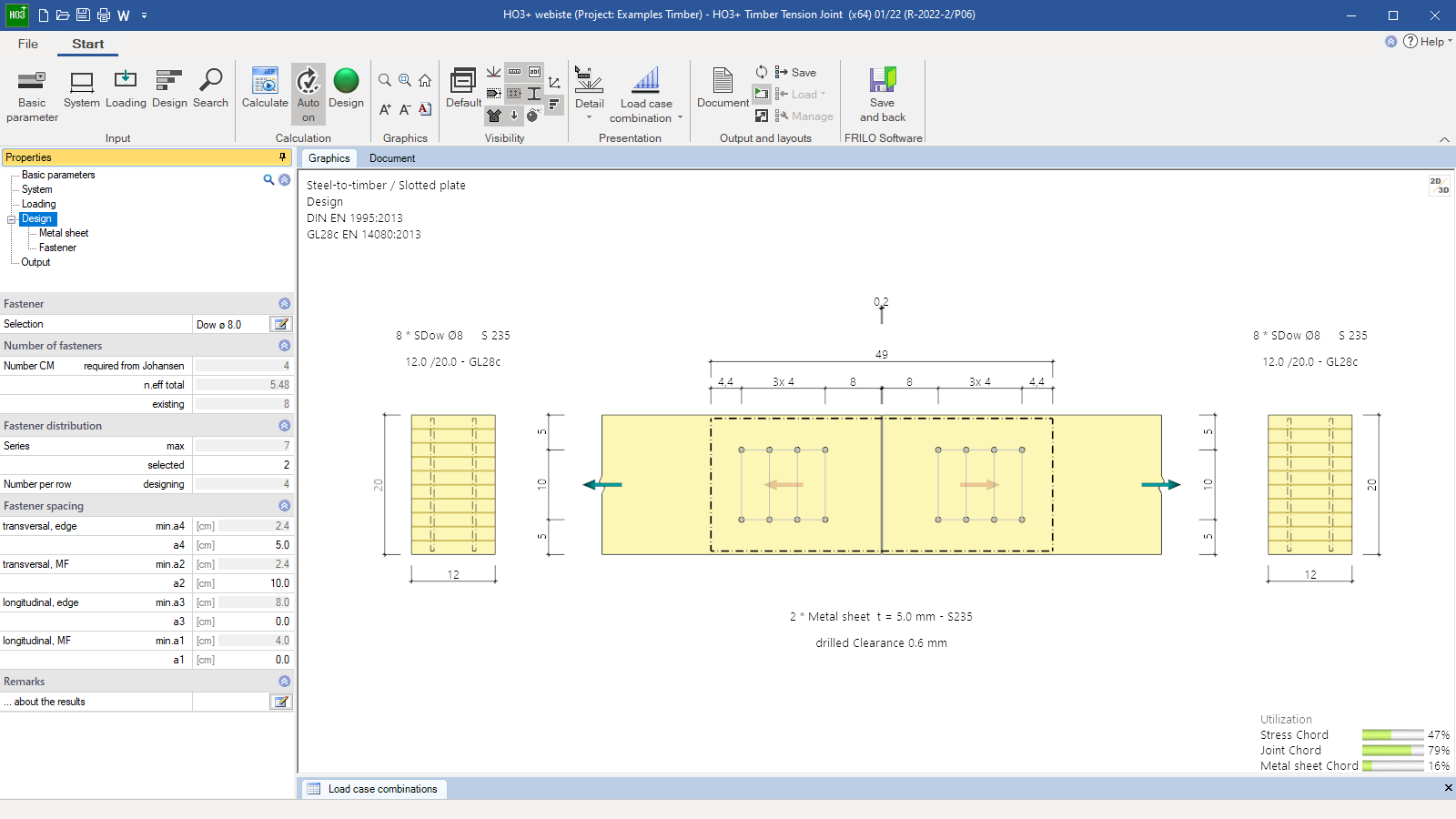 Design settings and graphical representation in 2-d