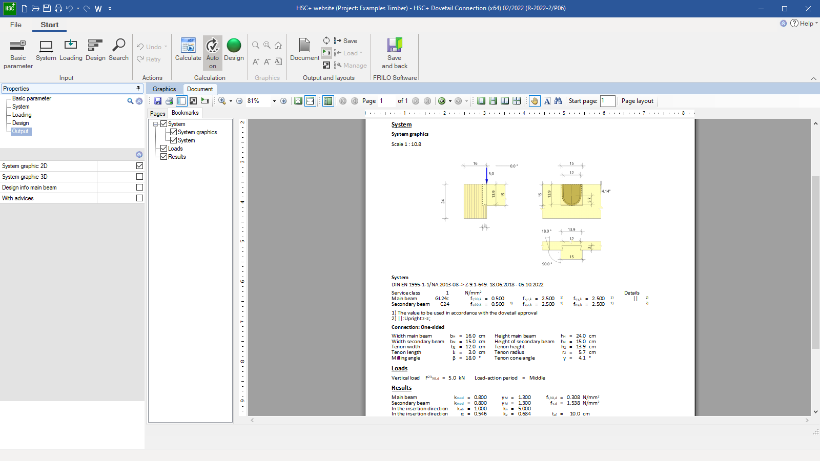 Output document with graphic