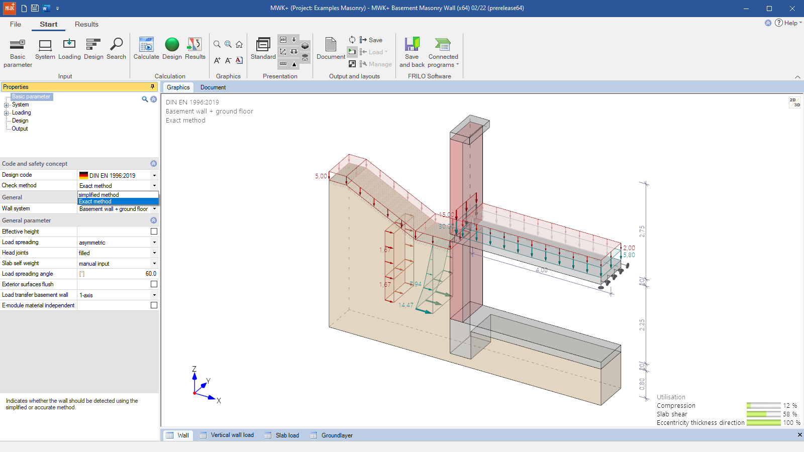 MWK+ user interface, basic parameters