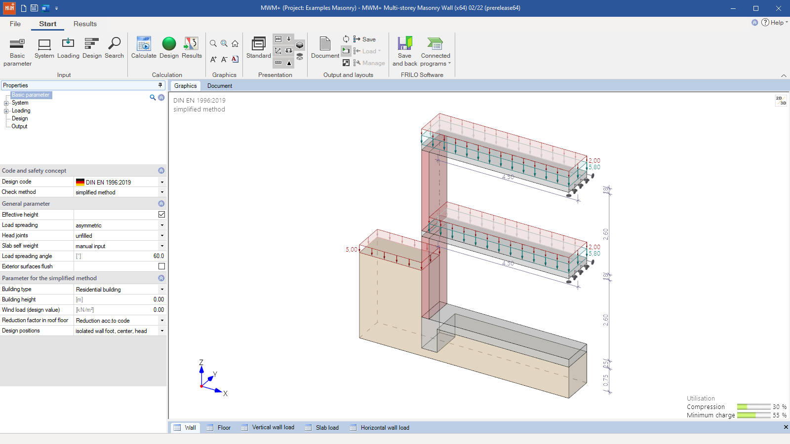 MWM+ user interface, basic parameters