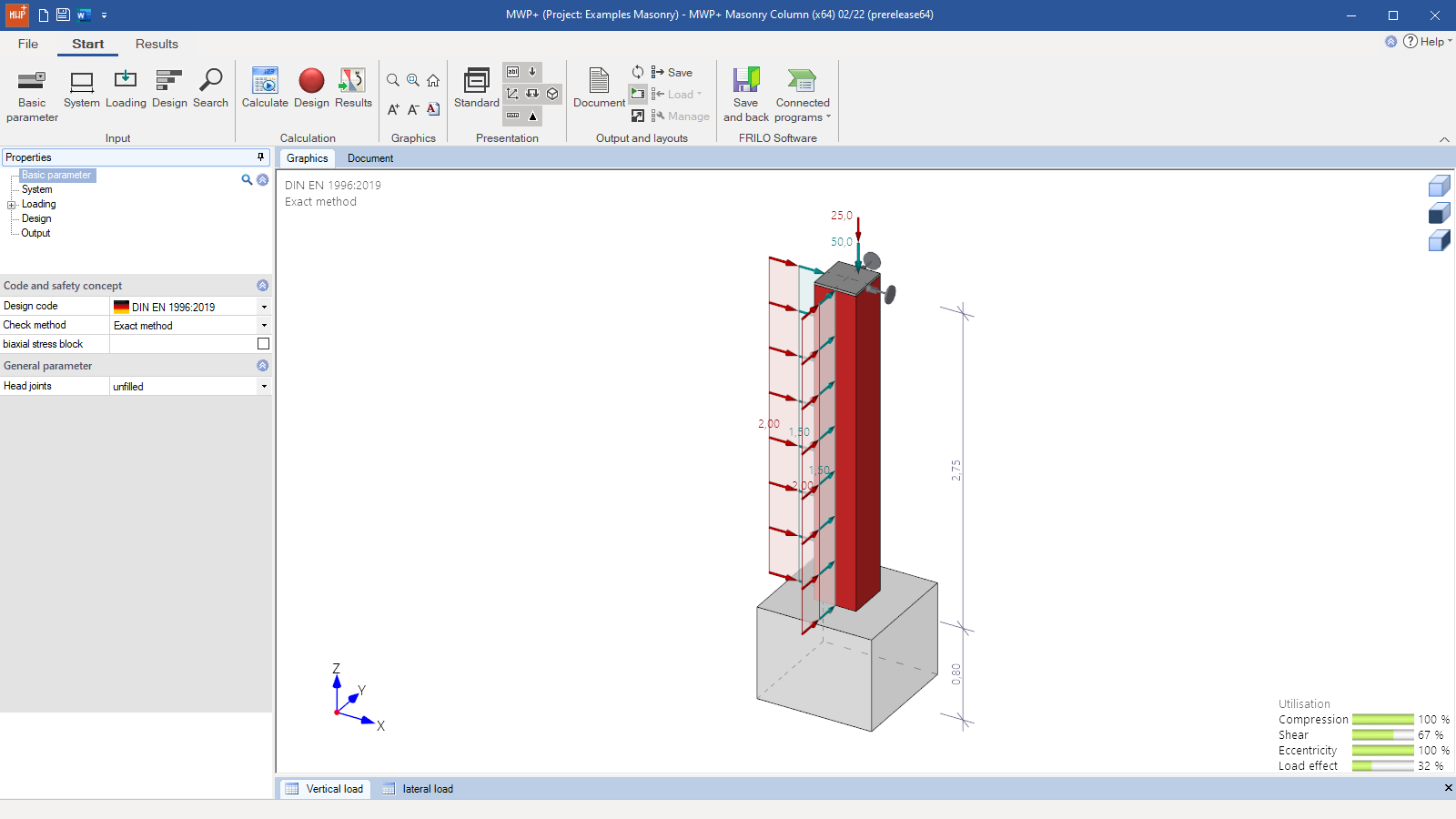 MWP+ user interface, basic parameters