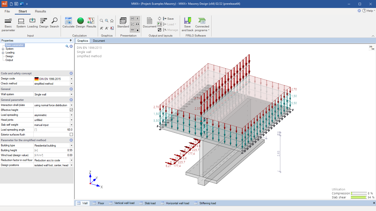 MWX+ user interface, basic parameters