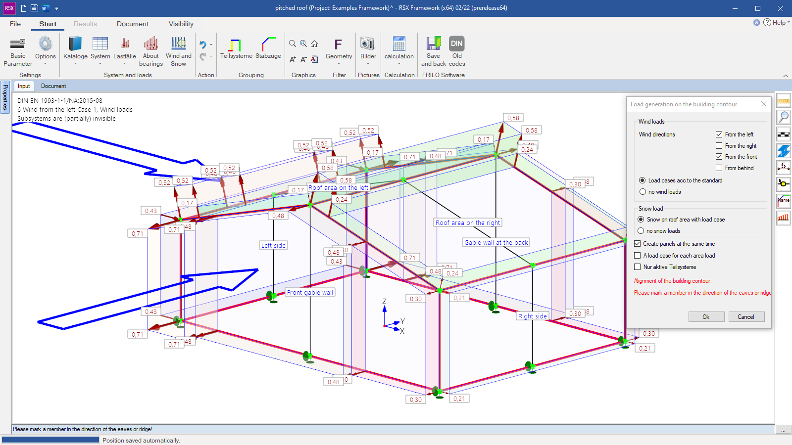 Automatic generation of the loads applying at the contour of the structure (RSX-P add-on)