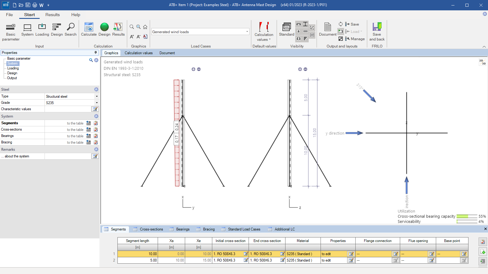 Antenna Mast Design program interface