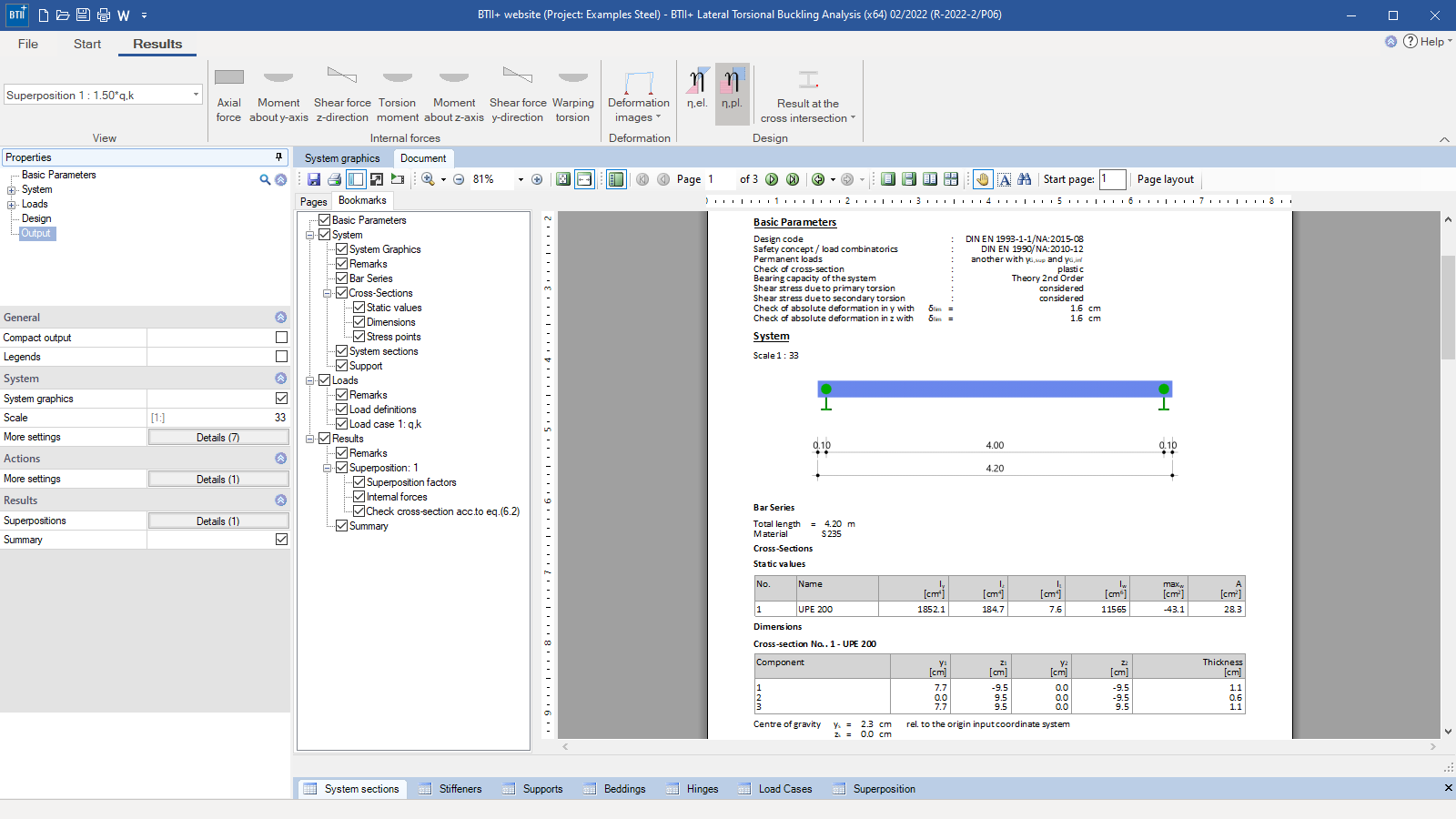 Output document