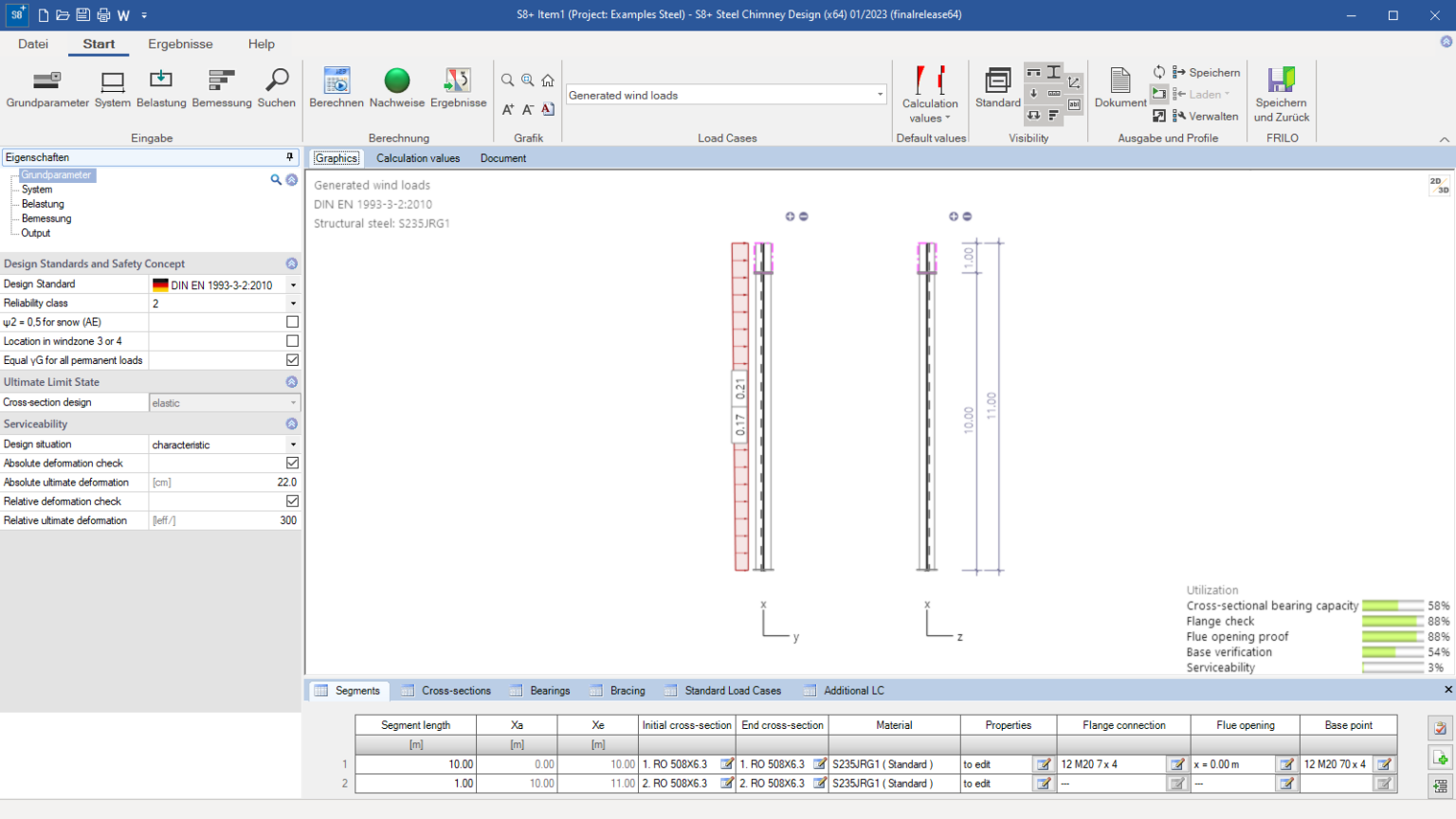 Steel Chimney Design S8+ I FRILO