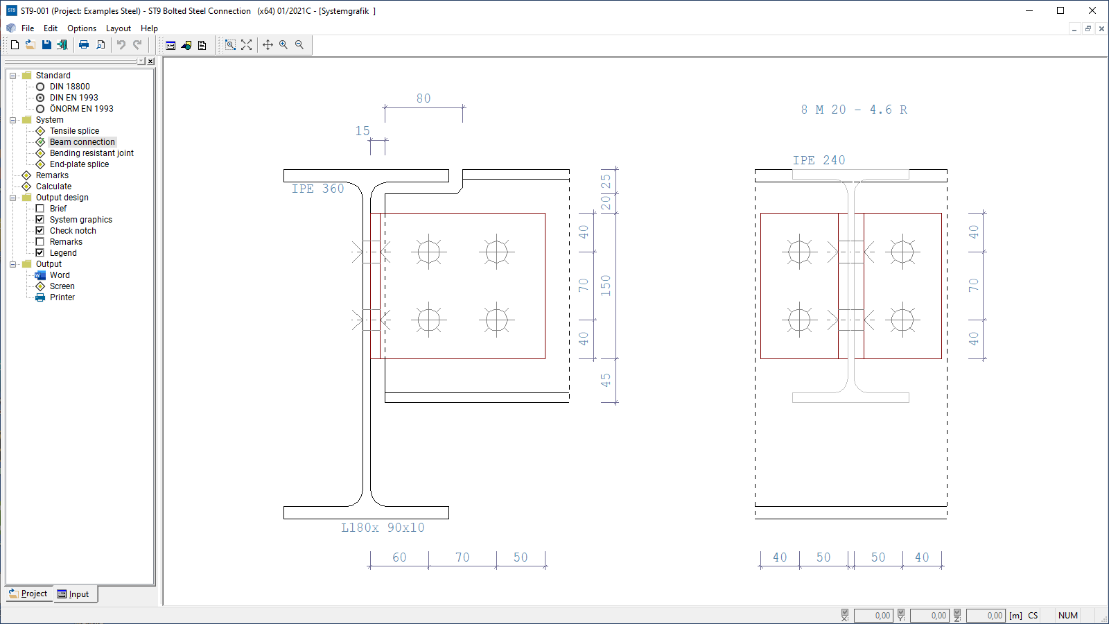 System graph with dimensions