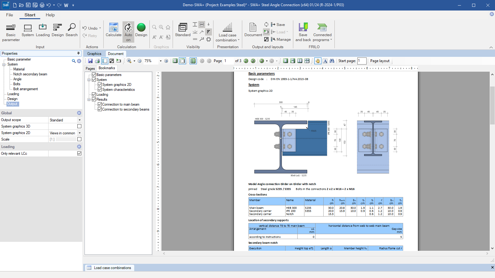 Output document SWA+ Program interface SWA+ Steel Angle Connection