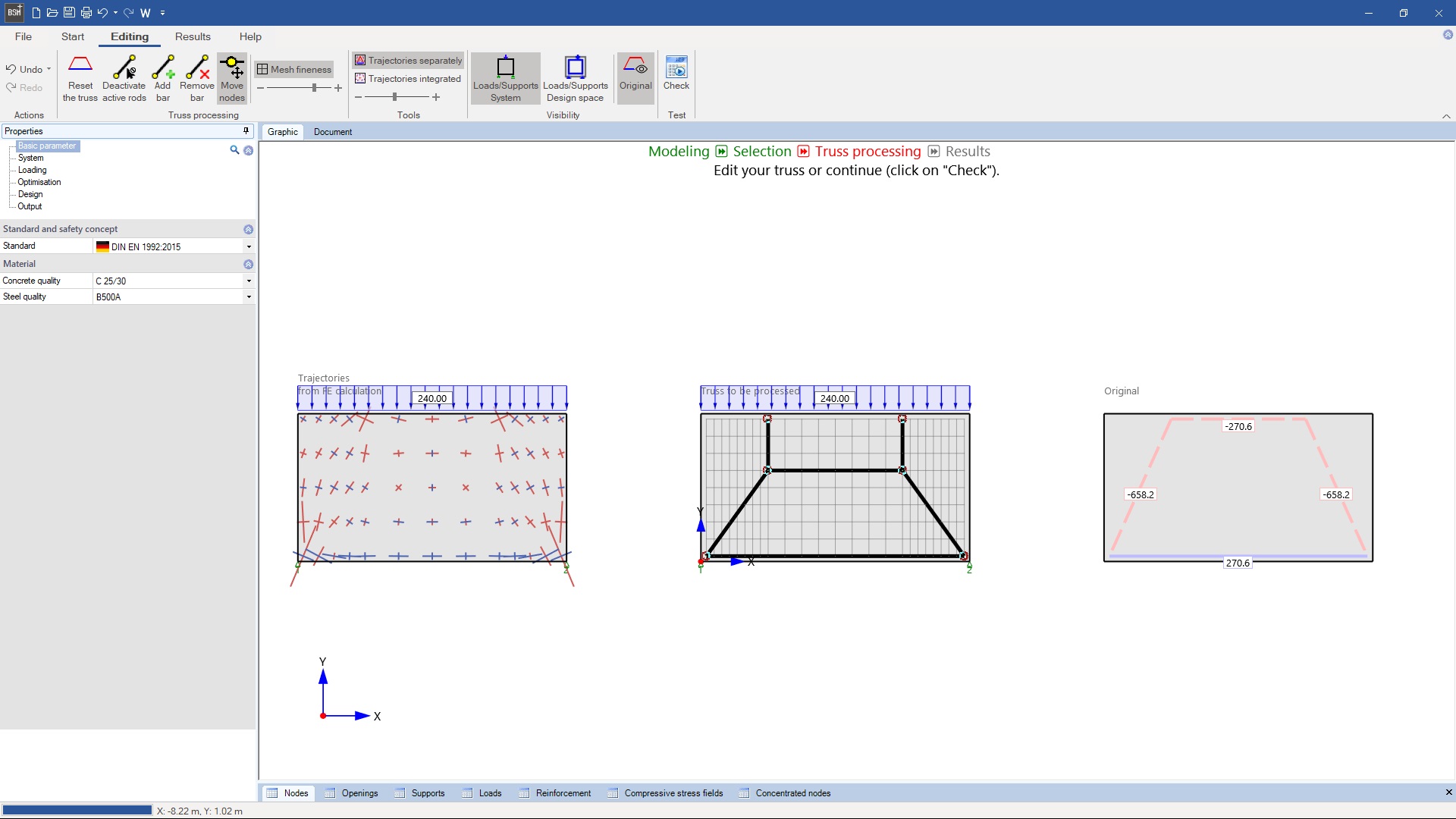 Strut-and-Tie Model Reinforced Concrete | Custom editing of the strut-and-tie model | FRILO