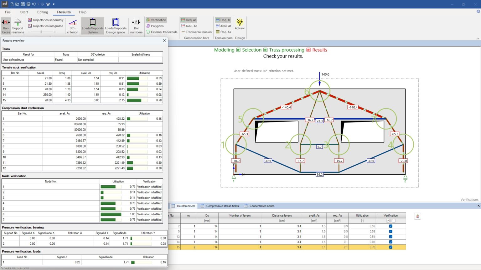 Optimized Struts Strut-and-Tie Model Reinforced Concrete I FRILO