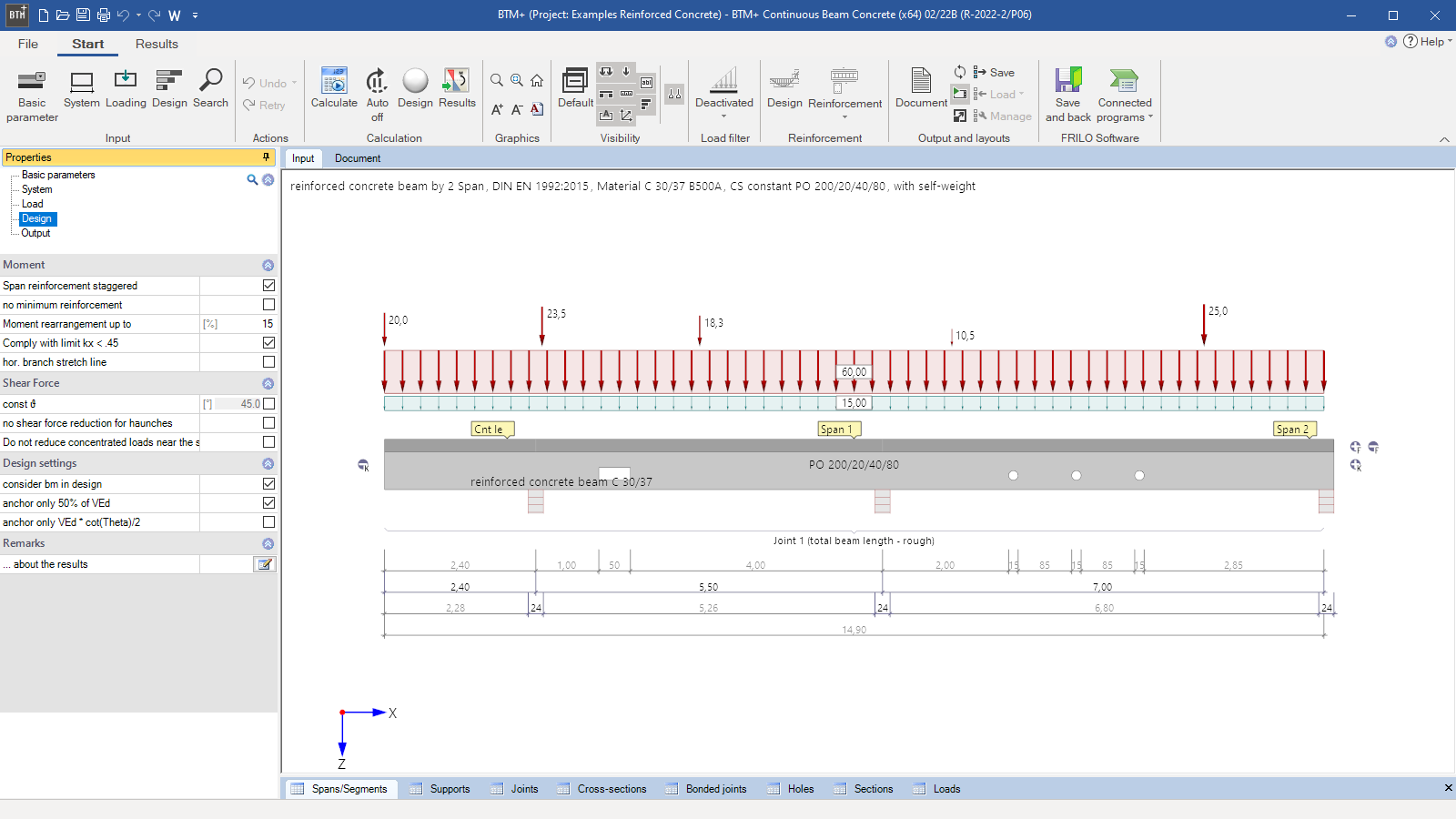 BTM+ user interface on the design tab